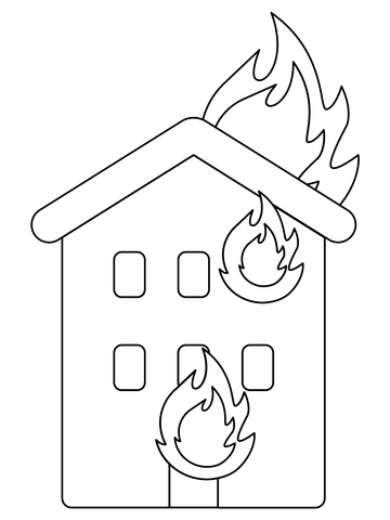 House On Fire Coloring Page